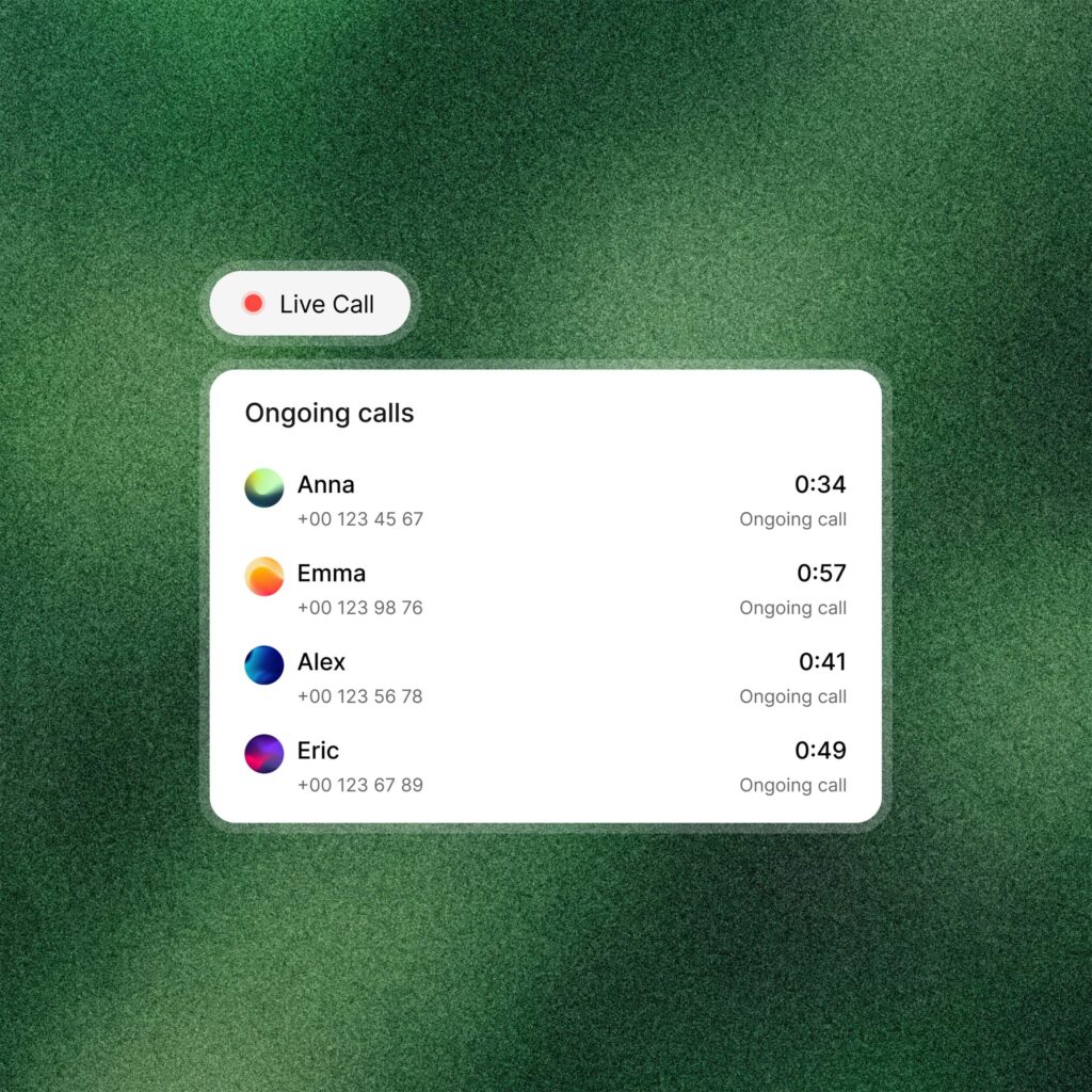 Call list with multiple calls in progress at the same time.